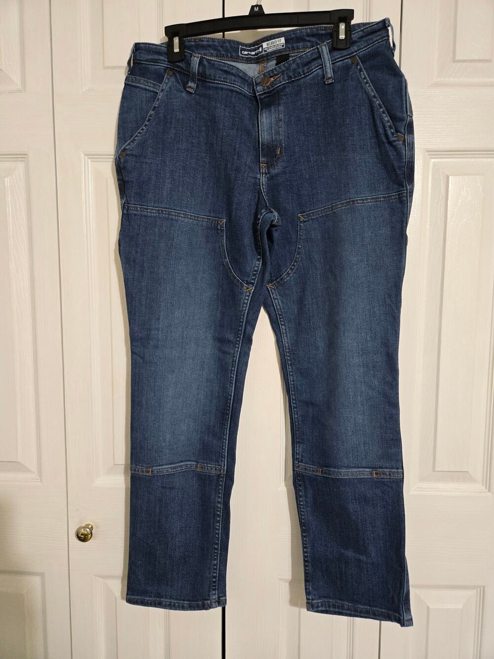 Carhartt size 12 women's relaxed fit rugged flex double front jeans nwt